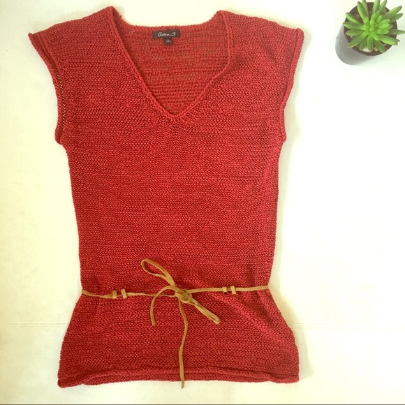 Arden B Tops - ⭐️5/$25 Arden B red sleeveless leather belt top